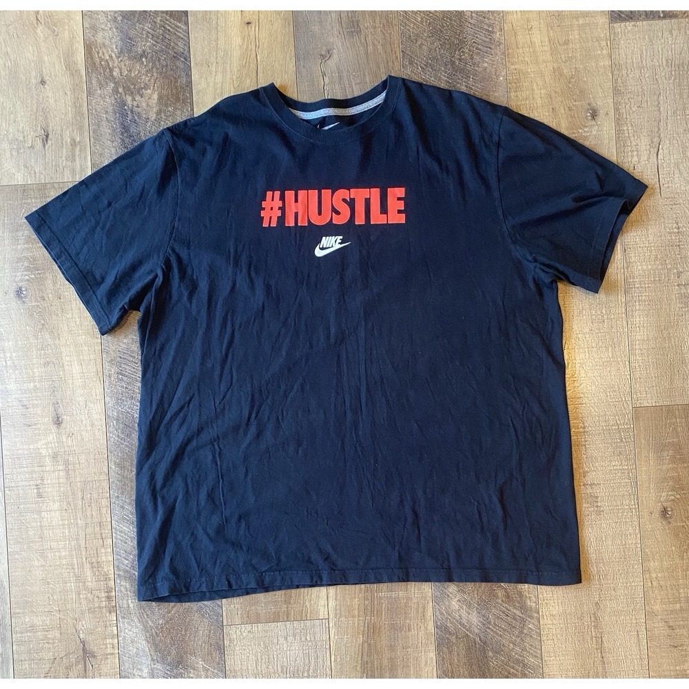 Nike #Hustle Shirt Mens Large Black Graphic Logo Funny Slogan Nike Tee Gym 3XL